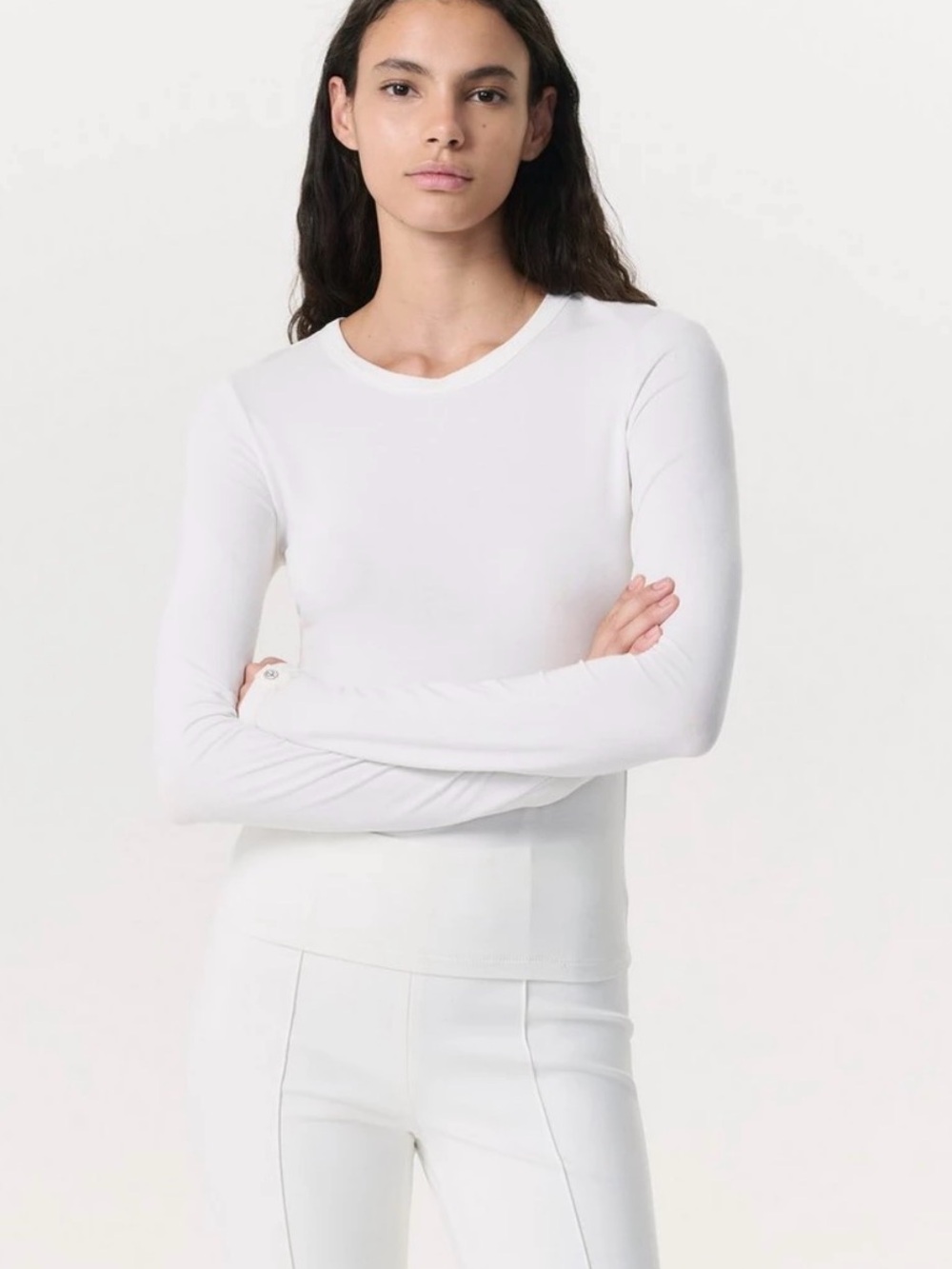 Rag and Bone Luca Long Sleeve Tee Shirt White 95% Modal Small
